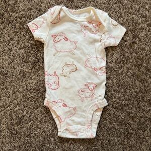 Carter's 3 Month Cream Sheep Print Baby Onesie